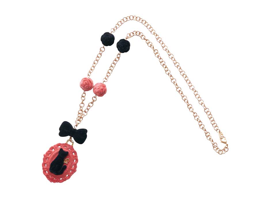 フロッキー 黒ネコ絵画ネックレス