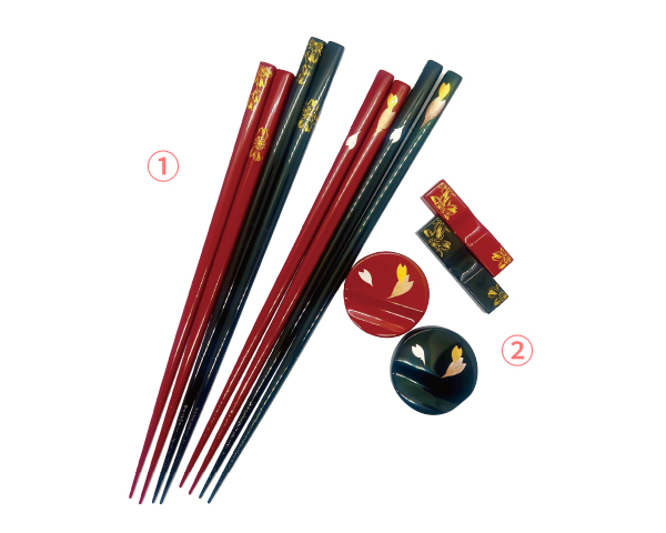 ①桜柄箸各種②桜柄箸置き各種