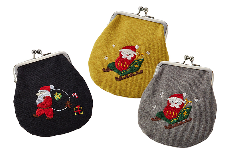 クリスマス刺繍2.5角底がま口